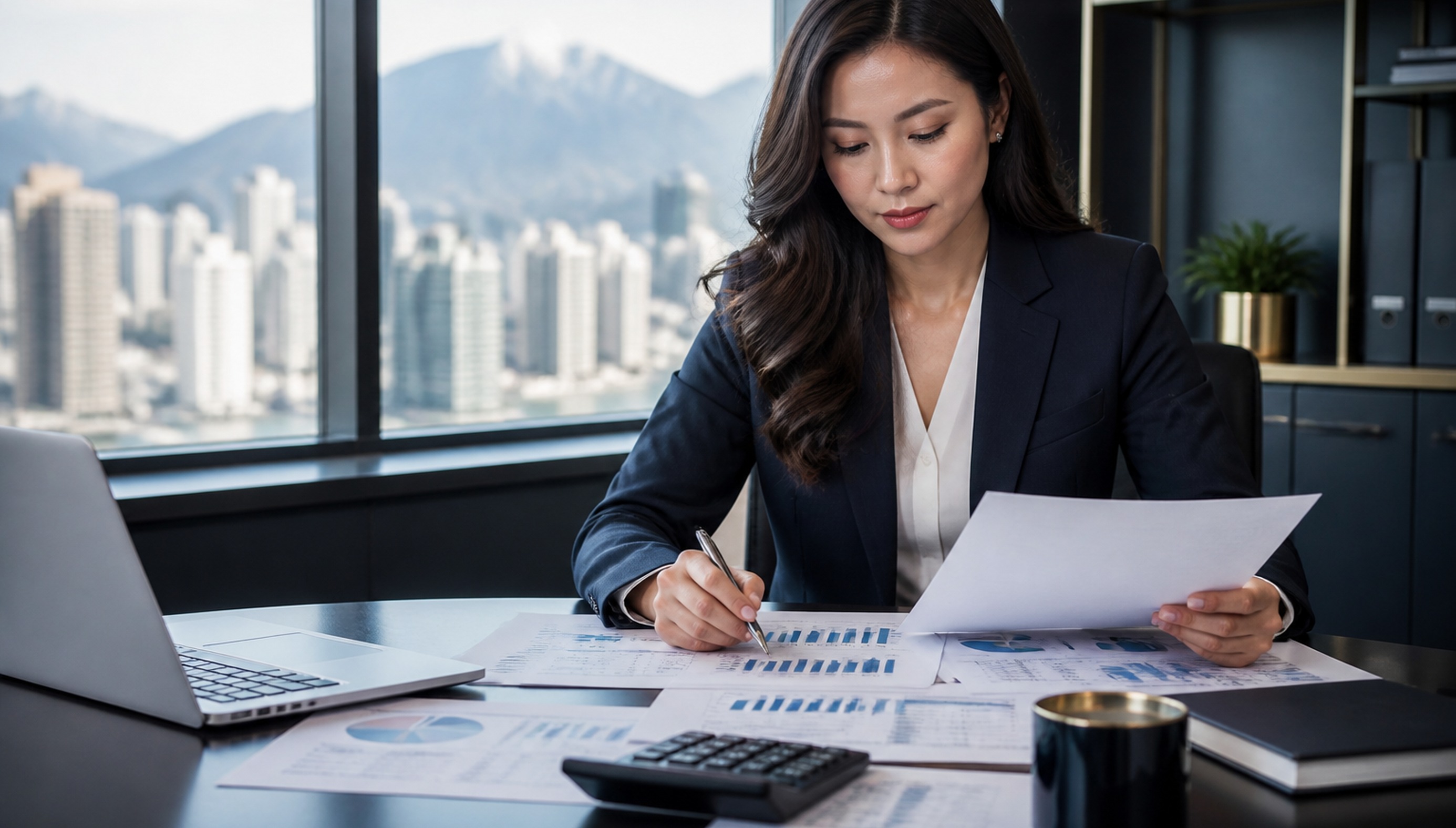 accountant calculating and preparing financial statement